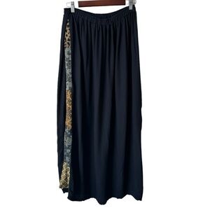 Staley Gretzinger Art To Wear Patchwork Black Lagenlook Maxi Skirt Women's Large